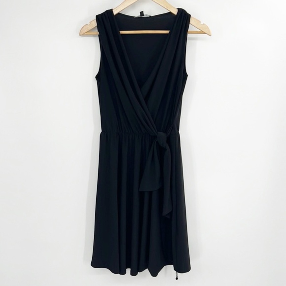 Tahari Black Jersey Faux Wrap Dress size small NWT